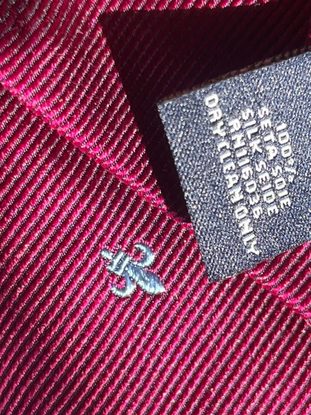 Charles Tyrwhitt Wine Red Silk Tie with Blue Fleur-de-Lis